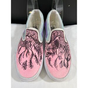 Vans Unisex Pink Hand Drawn Slip-on Sneakers Size M7 & W8.5 SKU 6082